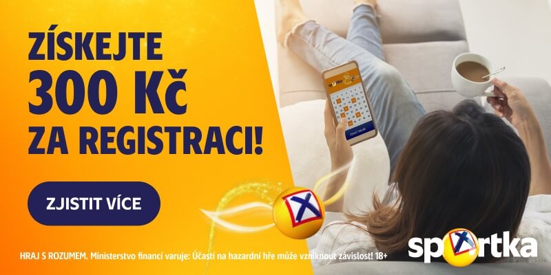 Získejte od Sazky bonus 300 Kč za registraci online účtu.