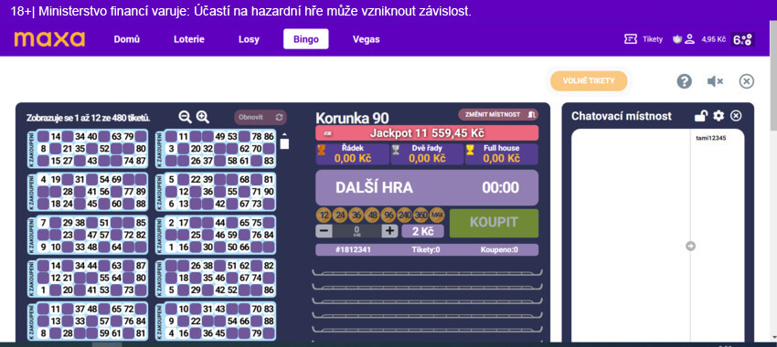 Bingo za peníze si můžete zahrát u Maxy
